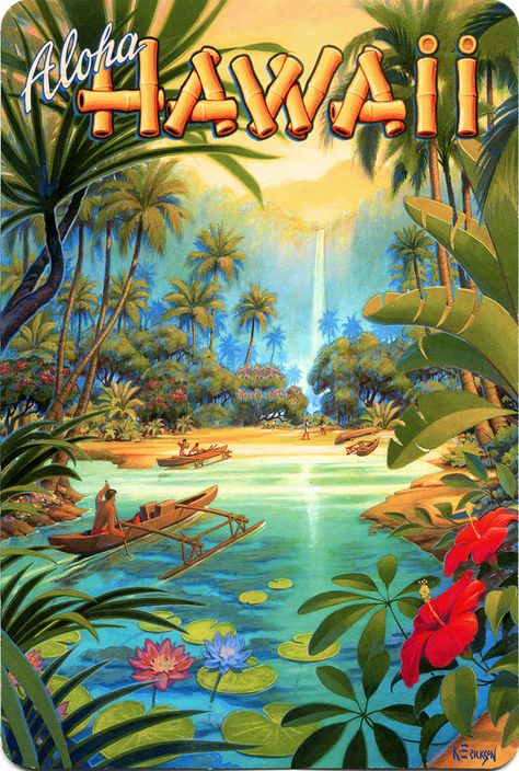 postcard---hawaii_39216572472_o  #vintage #retro #travel #ads #poster #traveling #USA #postcards #pictures #art #Hawaii Hawaii Vintage, Hawaii Art, Foto Transfer, Tiki Art, Postal Vintage, Travel Poster Design, Retro Kunst, Hawaiian Art, Art Deco Decor