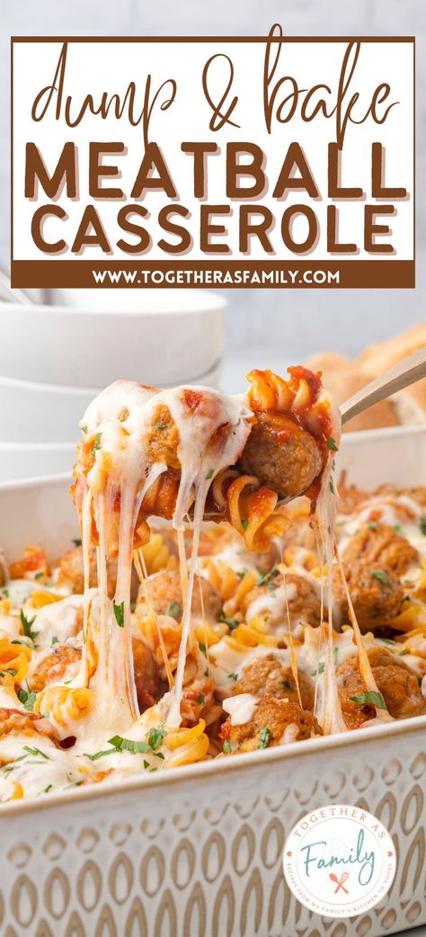 Pasta In Oven, How To Reheat Pasta, Dump And Bake Meatball Casserole, Meatball Dinner Recipes, Reheat Pasta, Dump And Bake, Meatball Dinner, Meatball Casserole, Meatball Recipes Easy