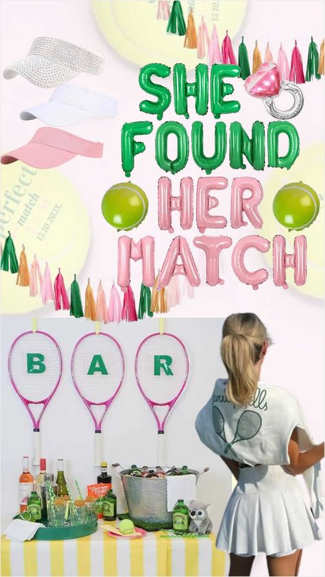 Channel your inner Zendaya with this tennis Last Swing Before the Ring / She Found Her Match bachelorette theme.  Embrace the laid back country club style or go full Challengers (we won't tell). Tennis Club Bachelorette, Tennis Bachelorette Theme, Found Her Match Bachelorette, Country Club Bridal Shower Ideas, Country Club Party Ideas, Tennis Bridal Shower Theme, Tennis Themed Bachelorette Party, Country Club Bachelorette Party, Country Club Party Theme