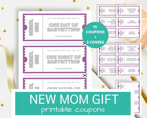 Mom Coupon Book, Purple Gifts, Mom Coupons, Baby Shower Gift Ideas, Mom Printable, Gifts For Mothers, Shower Gift Ideas, Wash And Fold, Baby Blessing