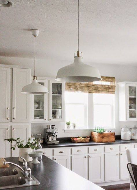 Ways To Incorporate Ikea Ranarp Lamp Into Home Decor Ranarp Ikea, Ikea Kitchen Lighting, White Kitchen Pendant Lights, Ikea Farmhouse Sink, White Kitchen Lighting, Ikea Farmhouse, Ikea Kitchen Island, Kitchen Island Chandelier, Kitchen Island Lighting Pendant