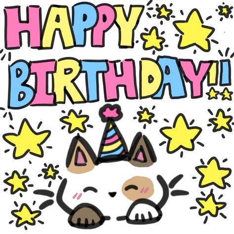 Birthday Cat Drawing, Silly Birthday Cards, Happy Birthday Doodle, Happy Birthday Doodles, Happy Birthday Drawings, Birthday Doodle, Birthday Card Drawing, Happy Birthday My Love, Cat Doodle