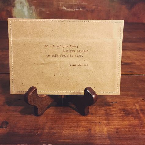 if i loved you less postcard by JethroAndHenrietta on Etsy #handcrafted #upcycled #stationery #postcard #JaneAusten #love Postcard Quotes, Mr Knightley, I Have Your Back, Excellence Quotes, Butterfly Photography, Sympathy Quotes, Moon Girl, Michigan City, Inner Guidance