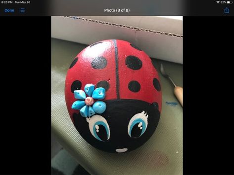 Painted Ladybug, Yellow Ladybug, Ladybug Rocks, Rock Flowers, Ladybug Art, Painted Rocks Kids, Lady Bugs, Rock Painting Patterns, Hand Painted Stones