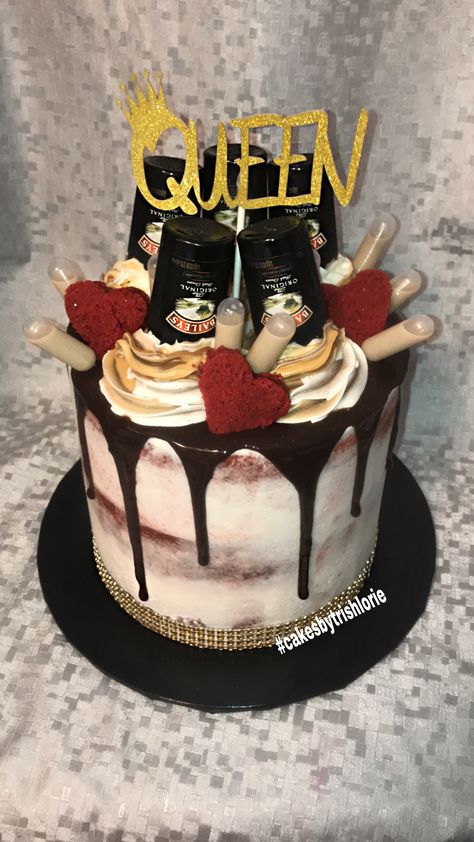 Baileys Naked Red Velvet Drip Cake 21st Birthday Beer Cake, Booze Cake, Alcohol Birthday Cake, Money Birthday Cake, Birthday Beer Cake, Baileys Cake, Alcohol Cake, Family Cake, 21st Birthday Cakes