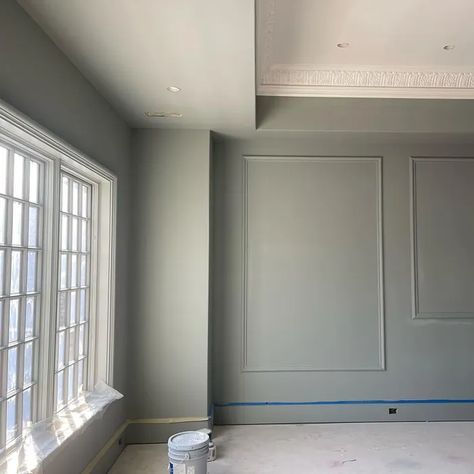 Benjamin Moore Bennington Gray, Duxbury Gray Benjamin Moore Cabinets, Templeton Grey Benjamin Moore, Gunsmith Gray Benjamin Moore, Hearthstone Benjamin Moore, Wedgwood Gray Benjamin Moore, Entire Room Painted One Color, Boothbay Gray Dining Room, 2024 Top Paint Colors