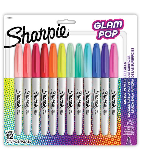 With bright shades of each hue, Sharpie Glam Pop Permanent Markers inspire you to transform ordinary surfaces into passionately confident, creative statements These special edition Sharpie markers are made to write practically everywhere The Glam Pop collection features intensely bright colors that make your idea stand out no matter what surface you’re marking on The original permanent marker, Sharpie has iconic ink that dries quickly and resists both water and fading Sharpie fine point markers feature a versatile point for impressively bold, detailed marks0726 X 775 X 7625Sharpie permanent markers with ink that marks on paper, plastic, metal, and most other surfacesGlam Pop colors feature eye - catching, bright shades of each hue for vibrant marks12 fine tip permanent markers in assorted Sharpie Permanent Markers, School Equipment, College Supplies, Sharpie Markers, Sharpie Marker, Highlighters Markers, Pokemon Birthday, Pop Collection, Markers Set