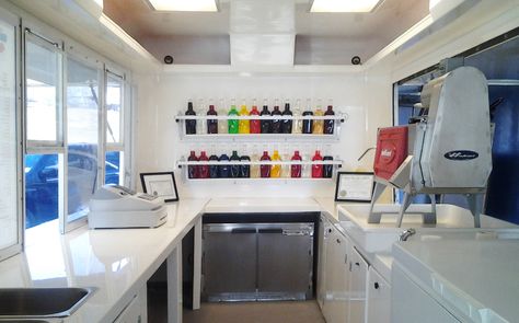 SnoBall Trailers | SnoWizard, Inc                                                                                                                                                      More Concession Trailer Interior, Shave Ice Trailer, Shaved Ice Truck Ideas, Shaved Ice Trailer Ideas, Snowball Stand Ideas, Ice Cream Truck Interior, Snow Cone Stand Ideas Food Truck, Snow Cone Trailer, Shaved Ice Business