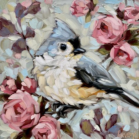 Just What I Wanted Giclee Print by Andrea Lavery in BIRD PRINTS | Geo Galleries - Fine art print from my original tufted titmouse oil painting. All prints are printed on heavy weight archival Premium Giclee fine art paper with a 1” white border. It is a luxurious artist paper with a natural white matte finish with a textured feel that beautifully captures my loose, expressive brushstrokes. Please note the main product image with a watermark may look out of focus or slightly less colorful on Andrea Lavery, Tufted Titmouse, Hummingbird Painting, Out Of Focus, Landscape Artwork, Paintings I Love, Flower Art Painting, Print Frame, Drawing Skills