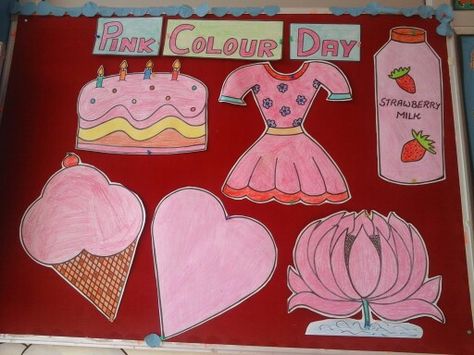 Pink Colour Day..!! Pink Day Activity For Kids, Pink Colour Craft For Preschoolers, Pink Colour Activity For Preschool, Pink Colour Day Celebration In Preschool, Pink Day Activities Preschool, Color Pink Activities For Preschool, Pink Day Celebration In Preschool, Kindergarten Charts, Colors Craft