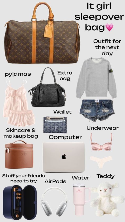 Sleepover Bag, Girl Sleepover, Pajama Bag, Bag Essentials, Essential Bag, What To Pack, Overnight Bag, Cloth Bags, Next Day