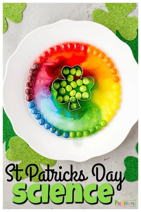 Impress your kids with this pretty rainbow science experiment that is not only educational, but really fun too. This st patricks day science is perfect for toddler, preschool, pre-k, kindergarten, and first grade students. As it only requires a couple simple materials, you can try this st patricks day activity when you only have 5 minutes for a quick st patricks day activity for preschoolers! St Patrick’s Day Party Ideas Preschool, St Patricks Day Experiments For Preschool, St Patricks Day Science For Toddlers, St Patrick's Day Science Preschool, St Paddy’s Day Activities For Kids, St Patrick’s Day Projects For Preschoolers, Saint Patricks Day Projects For Kids, Saint Patrick’s Day Science Experiment, Saint Patricks Day Science Preschool