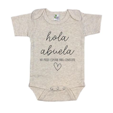 Hola Abuela Spanish Pregnancy Announcement Infant Bodysuit for Grandma - Abuelito Gift for New Baby Reveal! (Natural) Grandma Reveal Ideas, Spanish Pregnancy Announcement, Grandma Pregnancy Announcement, Pregnancy Announcement To Parents, Gender Reveal Decorations, Ideas Creativas, Baby Reveal, Handmade Products, New Baby Gifts