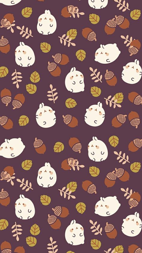 #molang #fall #wallpaper Back Ground, Fall Wallpaper, Wallpapers, Iphone, Purple, Animals, Kawaii