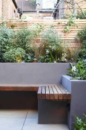 Concrete Garden Benches - Ideas on Foter Built In Garden Seating, Concrete Garden Bench, Garden Seating Area, Garden Area, Concrete Garden, Outdoor Gardens Design, Concrete Planters, Garden Seating, Small Garden Design