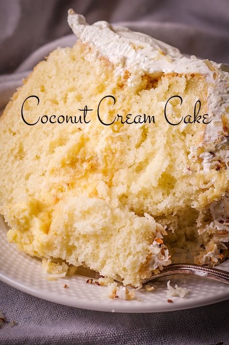 Cream Cake Filling, Coconut Cream Cake, Cake Filling, Cake Recipes From Scratch, Cake Fillings, Delicious Cake, Yellow Cake, Coconut Recipes, Yellow Cake Mixes