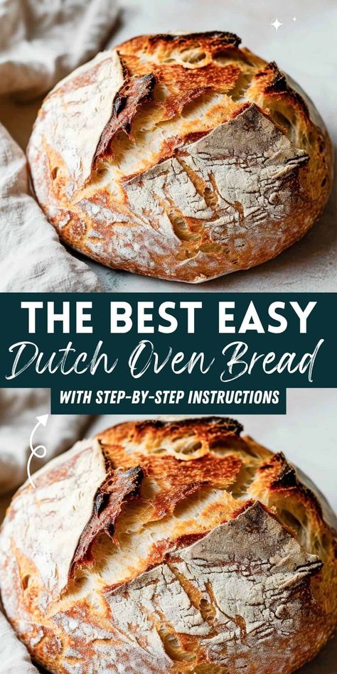 Make homemade bread with this easy Dutch oven bread recipe. A perfect sourdough alternative, this artisan bread is great for dipping soups and stews. Enjoy homemade crusty bread with simple steps. Artisan Bread Dutch Oven, Dutch Oven No Knead Bread, Bread Yeast, Oven Bread, Dutch Oven Bread, Knead Bread Recipe, Homemade Bread Recipes Easy, Artisan Bread Recipes, Knead Bread