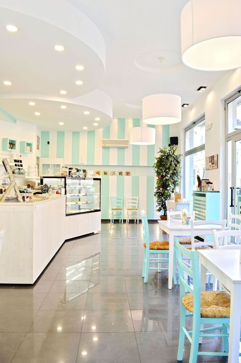 Inside Bakery Shop, Inside Bakery, Cute Bakery Aesthetic, Pastel Bakery, Cake Shop Interior, Cake Shop Design, Bakery Shop Interior, Bakery Shop Design, Bakery Store