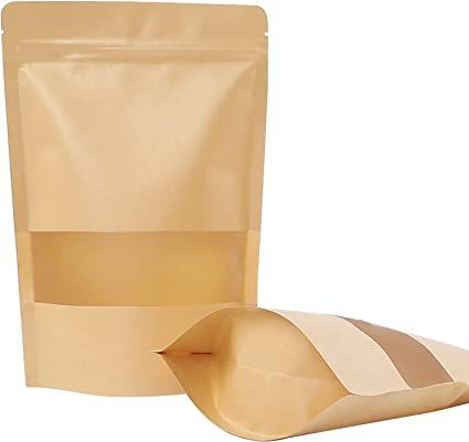 Amazon.com: Moretoes 120pcs Kraft Stand Up Pouches 5.9×8.6 Inches, Ziplock Stand Up Bags with Matte Window, Resealable Bags for Packaging, Heat-Sealable : Home & Kitchen Paper Pouch, Coffee Bags, Retail Bags, Pouch Packaging, Kraft Bag, Merchandise Bags, Food Storage Bags, Airtight Food Storage Containers, Ziplock Bags