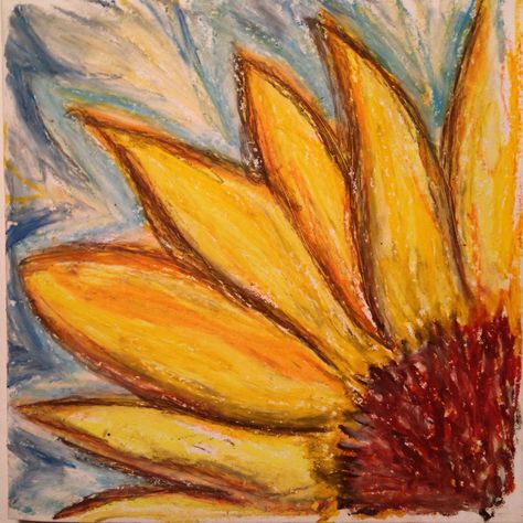 Sunflower - abstract oil pastel drawing by Onny @artbyonny Oil Pastel Abstract Art For Beginners, Easy Pastel Art For Beginners, Things To Draw With Oil Pastels Easy, Soft Pastel Drawing Ideas Easy, Oil Pastel Art For Beginners Flowers, Sunflower Oil Pastel, Pastel Art Ideas Easy, Abstract Oil Pastel Art, Chalk Pastel Art Ideas Easy