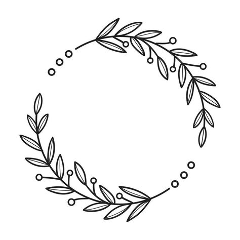 Circle Leaf Design, Circle Designs For Project, Circle Of Flowers Drawing, Circle Project Design, Circle Border Design Frames, Circle Border Designs For Projects, Circle Design For Project, Border Design Circle, Wreath Line Drawing