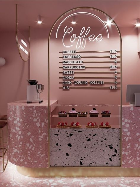 Pink Coffee Shop, Salon Interior Design Ideas, Beauty Salon Interior Design, Bakery Shop Design, Pink Cafe, Bakery Design Interior, Coffee Shop Interior Design, Bakery Decor, Rumah Minecraft