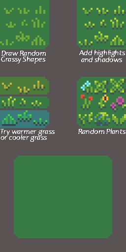 Mini Tutorial Pixel Art Grass #gameDev #indieGame #pixelart #indieDev #retro 2d Top Down Pixel Art, Pixel Art Grass Tutorial, Pixel Tutorial Art, Pixel Grass Tile, Pixel Art Grass Tileset, Pixel Art Techniques, Pixel Art How To, Pixel Art Garden, Pixel Art Characters Tutorials