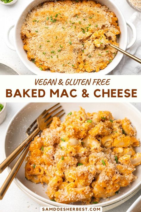 Vegan Baked Mac And Cheese, Dairy Free Mac And Cheese, Breadcrumb Topping, Baked Mac And Cheese Recipe, Vegan Baked, Dairy Free Dinner, Baked Mac N Cheese, Dairy Free Cheese, Vegan Mac And Cheese