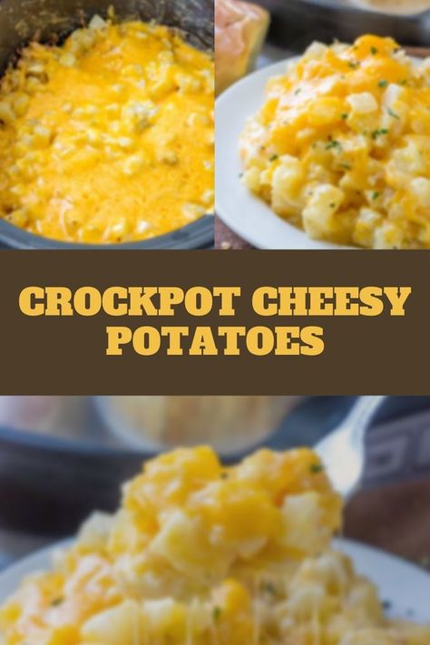 Crockpot Cheesy Potatoes Frozen Diced Potatoes Recipes, Crockpot Cheesy Potatoes, Crockpot Side Dishes, Easy Holiday Side Dishes, Cheesy Potatoes Recipe, Frugal Cooking, Potluck Side Dishes, Crock Pot Potatoes, Camping Menu