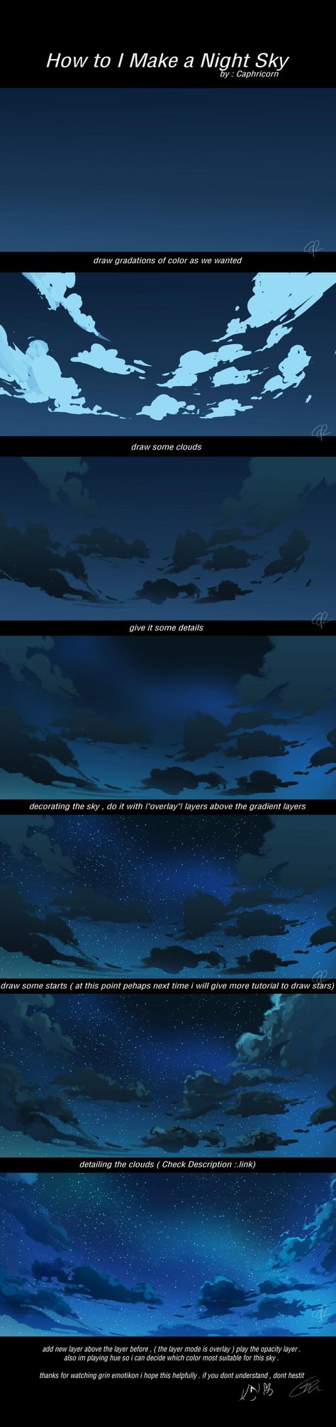 How to i make a Night SKy by Closz on DeviantArt Digital Art Moon Tutorial, Digital Sky Tutorial, Digital Night Sky, Night Sky Digital Art Tutorial, Night Sky Drawing Tutorial, Simple Digital Art Tutorial, Night Sky Concept Art, Night Sky Procreate, How To Draw A Night Sky