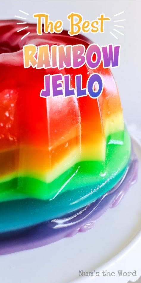 Ribbon Jello Recipe, Rainbow Jello Recipe, Layered Jello Recipe, Vanilla Jello, Rainbow Jello, Jello Recipe, Jello Dessert, Layered Jello, Rainbow Desserts