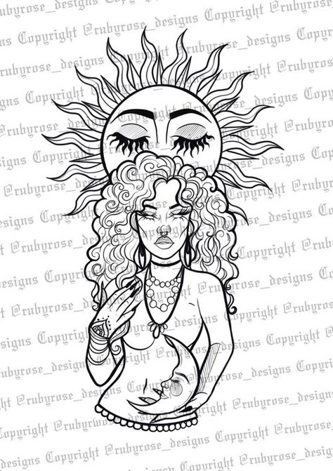 Small Tattoo Ideas Female, Ruby Rose Designs, Mother Nature Tattoos, Mom Tattoo Designs, Creative Tattoo, Goddess Tattoo, Sun Goddess, Black Girls With Tattoos, Small Tattoo Ideas