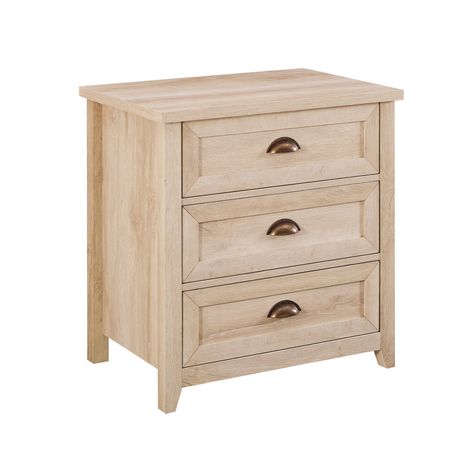 PRICES MAY VARY. Transitional farmhouse nightstand 3 drawers on smooth, telescoping metal glides Attractive framed door faces Powder-coated steel cup handles Made with warp-resistant MDF with durable laminate Farmhouse Nightstand, Bedside Organizer, Nightstand White, Transitional Farmhouse, Walker Edison Furniture, Three Drawer Nightstand, Farmhouse Frames, 3 Drawer Nightstand, Rustic Storage