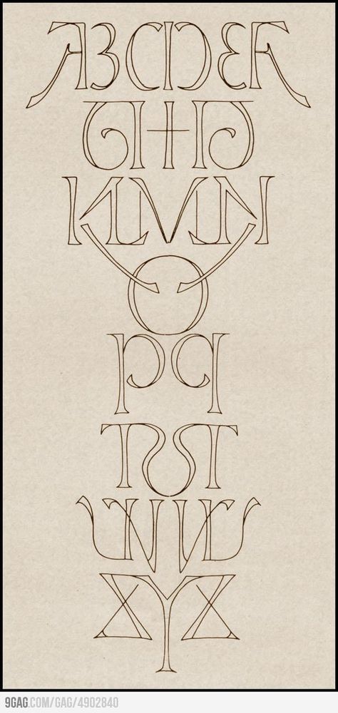 mirror alphabet - This is so creative and impressive.  I love that someone figured out how to do this. Art Noveau Drawings, Mixing Typography, Typographic Pattern, Alfabet Font, Motifs Art Nouveau, Alfabet Letters, Graffiti Alphabet, Calligraphy Alphabet, Calligraphy Letters