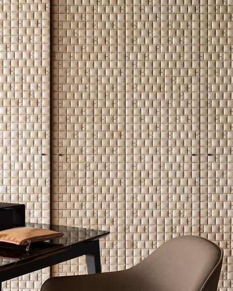 Installation guidelines for leather wall panels and tiles | Studioart Material Boards Interior Design, Wall Paint Treatments, Leather Wardrobe, Leather Interior Design, Fabric Wall Panels, Leather Wall Panels, Textured Wall Panels, Joinery Details, Spa Interior