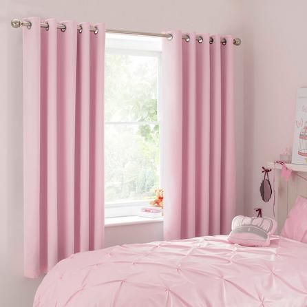 Pink Bedroom Curtains, Light Pink Bedrooms, Girl Curtains, Curtains Dunelm, Pink Blackout Curtains, Window Treatments Bedroom, Eyelet Curtains, Pink Curtains, Bedroom Curtains