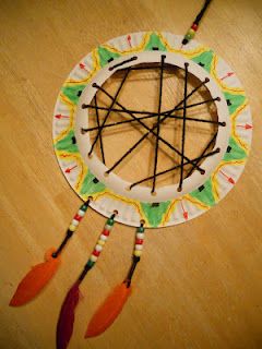 Super Simple Dream Catcher From a Paper Plate...I made these last year but just had them color the entire plate one color...I really like this one with the pattern decorations!!! Native American Crafts For Kids, Classe D'art, Best Toddler Toys, November Crafts, Thanksgiving Crafts For Kids, Native American Crafts, Winter Crafts For Kids, Paper Plate Crafts, Plate Crafts