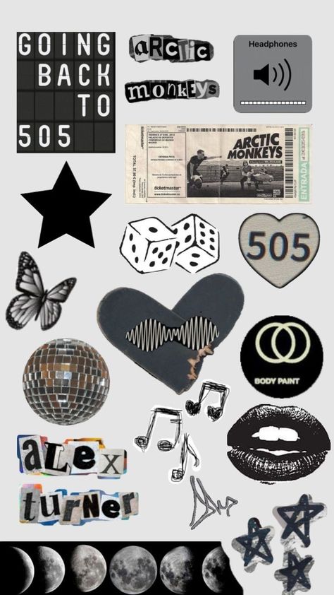 Cute Stickers For Sketchbooks, Arctic Monkeys Poster Drawing, Phone Cases Arctic Monkeys, Artic Monkeys Stickers Printable, Clear Phone Case Ideas Arctic Monkeys, Arctic Monkeys Aesthetic Stickers, Arctic Monkeys Scrapbook, Things To Put Behind A Clear Phone Case, Arctic Monkeys Phone Case Stickers