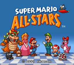 Super Mario All-Stars Mario All Stars, Super Mario All Stars, Mario Star, Title Screen, Super Mario Games, Mario Games, Wii Games, Game Title, Super Mario World