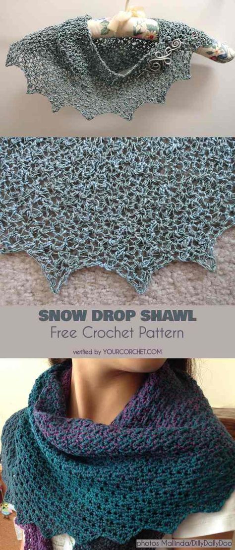 Snow Drop Shawl Free Crochet Pattern Crochet Shaw, Crochet Wraps, Crocheted Scarves, Snow Drop, Crochet Scarfs, Crochet Shawl Pattern Free, Prayer Shawl, Crochet Shawls And Wraps, Crochet Shawls