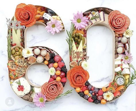 60 Birthday Food Ideas, 60th Birthday For Women Decoration, 60th Mom Birthday Ideas, Decor For 60th Birthday Party, 60 Birthday Charcuterie Board, Party Ideas 60th Birthday, Her 60th Birthday Party Ideas, Ladies 60th Birthday Ideas, 70th Charcuterie Board