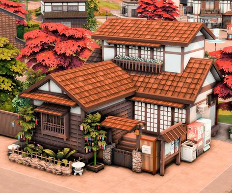 Check out the video on my YouTube channel!❤️ Bloxburg Japanese House, Sims 4 Japanese House, Japanese House Layout, Japanese Tiny House, Japanese House Exterior, Mt Komorebi, The Sims 4 Sims, Sims 4 Sims, Die Sims 4