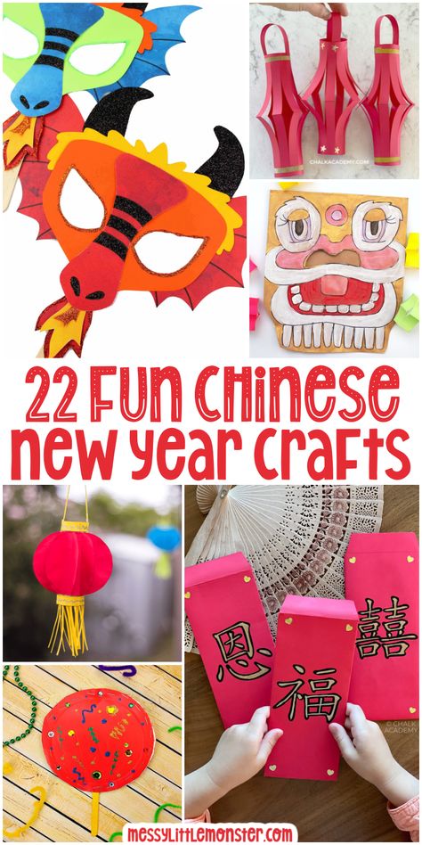 Lunar New Year Arts And Crafts, Chinese New Year Crafts For Kindergarten, Chinese New Year Crafts For Toddlers Easy, Chinese New Year Children Activities, Lunar New Year Homeschool, Toddler Chinese New Year Crafts, Lunar New Year Projects For Kids, Easy Lunar New Year Craft, Luna New Year Crafts For Kids