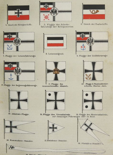 "1895 Antique lithograph of GERMAN FLAGS. FLAGS OF GERMAN EMPIRE. PRUSSIA. MILITARIA. GERMANY. 127 years old print DESCRIPTION: This antique chromolithograph was printed in Germany in 1895. It is printed on good paper and the image is exquisitely drawn. Colours are vivid and fresh.  SUBJECT: GERMAN FLAGS MEDIUM: Lithograph. Reverse side has another image SIZE (in inch): 9.8\" x 6\" or 25 x 15 cm. AGE: 127 years. Victorian Era. CONDITION: Good condition This is an original antique print from 1895 Prussia Aesthetic, German Empire Flag, German Militaria, Vintage History, German Empire, Historical Flags, Germany Flag, German Flag, Ancient Warfare