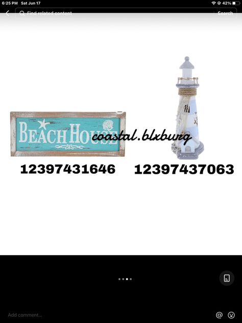 Beach Themed Bedroom Bloxburg, Bathroom Signs Bloxburg Codes, Beach House Codes Bloxburg, Bloxburg Realistic Hallway, Bloxburg Coastal Sign Decals, Fridge Ipad Decal Bloxburg, Beach House Sign Decal Bloxburg, Bloxburg Coastal Entrance, Bloxburg Pool Decals