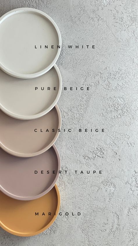 Beautiful beige color selection of handmade modern concrete trays for neutral home decor. #concretetray #vanitytray #modernhomedecor #beigeaesthetic #decorativetray #scandinavianstyle Concrete Trays, Concrete Home Decor, Concrete Tray, Decor Tray, Neutral Home Decor, Catchall Tray, Instagram Creative Ideas, Neutral Home, Handmade Modern