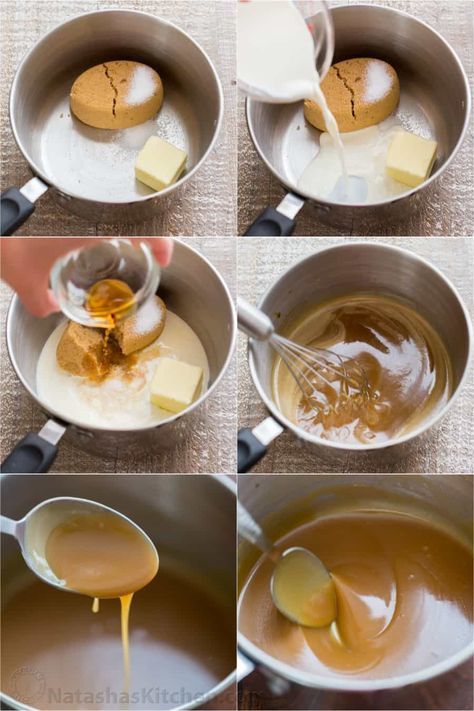 Homemade caramel sauce is so simple, you'll never want store-bought caramel sauce again! Easy 1-step, 5-ingredient salted caramel sauce recipe. | natashaskitchen.com Homemade Caramel Sauce With Milk, Evaporated Milk Caramel Sauce, Caramel Sauce With Milk, Diy Caramel Sauce, Easy Caramel Sauce, Salted Caramel Sauce Recipe, Diy Caramel, Salted Caramel Recipes, Caramel Sauce Recipe