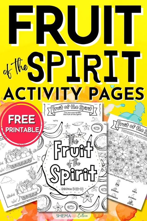 If you are looking for Fruit of the Spirit activities for kids, you are in the right spot! Get your free printable Fruit of the Spirit activity sheets and help your kids grow in God's Truth! This 4-pack of Fruit of the Spirit activity sheets can be used at home with your child or in a group setting. #kidmin #Biblecrafts #fruitofthespirit #freeprintable Fruit Of The Spirit Free Printable, Fruit Of The Spirit Joy Craft, Fruit Of The Spirit Activities For Kids, Fruit Of The Spirit Games For Kids, Fruit Of The Spirit Lessons For Kids Free Printables, Fruit If The Spirit, Fruits Of The Spirit Lessons For Kids, Fruit Of The Spirit Bulletin Board, Fruit Of The Spirit Craft For Kids