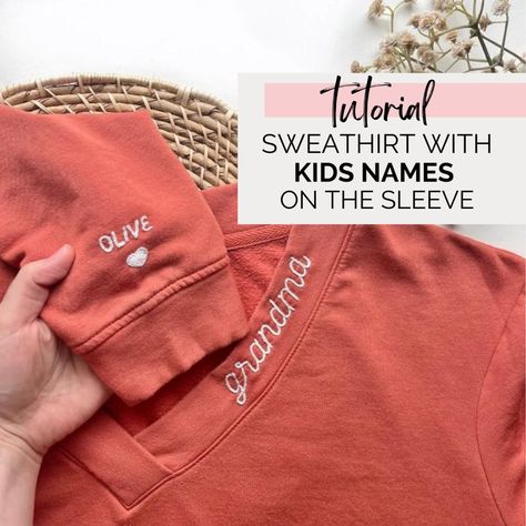 Embroidery Gifts For Grandma, Embroidered Gifts Ideas Diy, Grandma Embroidered Sweatshirt, How To Embroider A Sweatshirt, Embroidered Sweatshirts Diy, Hand Embroidered Sweatshirt Diy, Embroidered Shirt Ideas, Diy Embroidered Sweatshirt, Embroidered Sweatshirt Diy