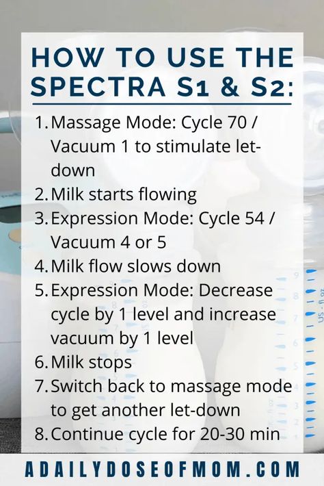 Spectra Settings For Most Milk, Spectra S2 Tips First Week, Spectra S2 Tips, Spectra Pump Settings, Pump Settings, Pumping And Breastfeeding Schedule, Spectra Pump, Breastfeeding Cookies, Spectra S2